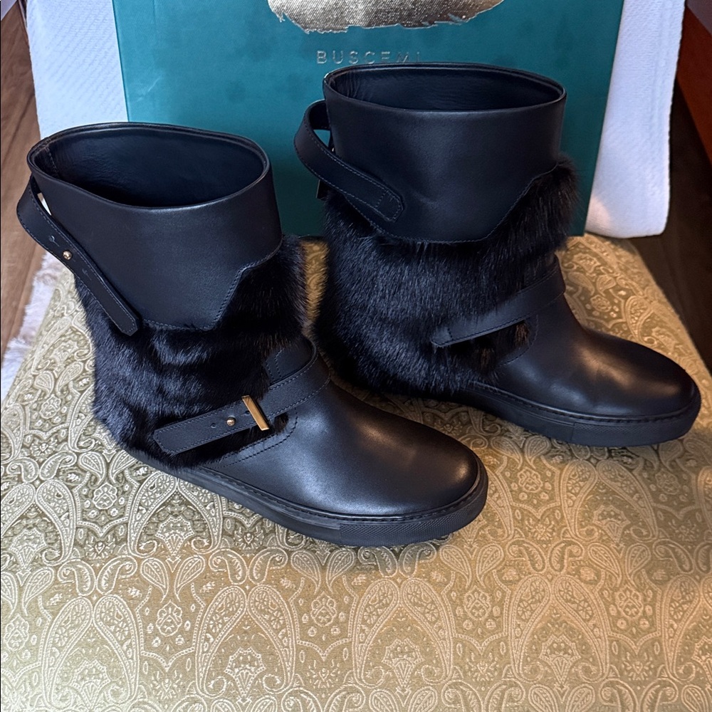 Buscemi Real Fur Accents Ankle Boots
